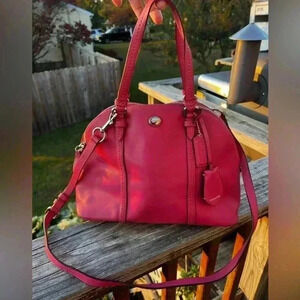 Coach HOT PINK Peyton Mini Dome Leather Crossbody and Hand Bag
